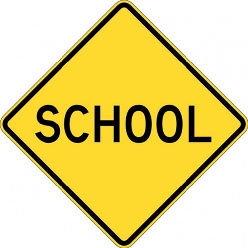 W6-4A School Zone Sign- Class 1 Reflective - 600mm x 600mm