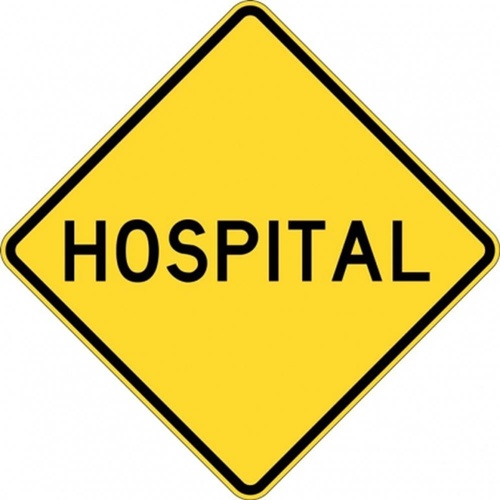 W6-6A Hospital Sign- Class 1 Reflective - 600mm x 600mm