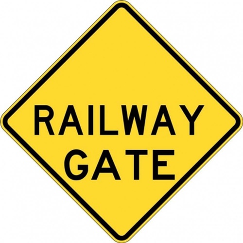 W7-15A Railway Gate Sign- Class 1 Reflective - 600mm x 600mm