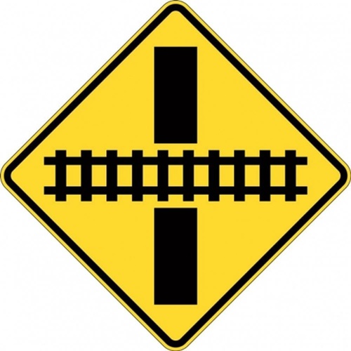 W7-8A Train Crossing Right Angle Sign- Class 1 Reflective - 600mm x 600mm